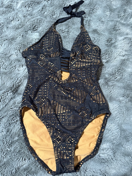 Mossimo Supply Co. Other - Mossimo Supply Co. Black Crochet One-Piece Swimsuit with Tan Lining